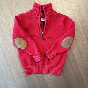 Red Half-Zip Organic Cotton Pullover Sweater - 18 - 24 months